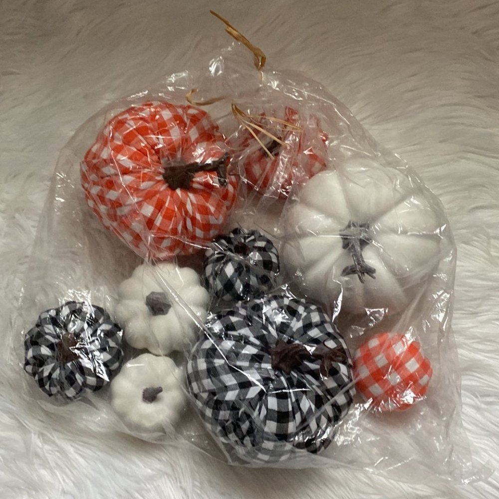 Artificial Pumpkin Set, 9 Pc. Variety Sizes Fall Country Farm Halloween Decor